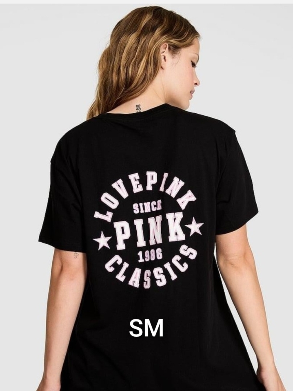 SZ SMALL VS PINK Victoria's Secret Black 'Love pink Classics' Graphic Tee.
